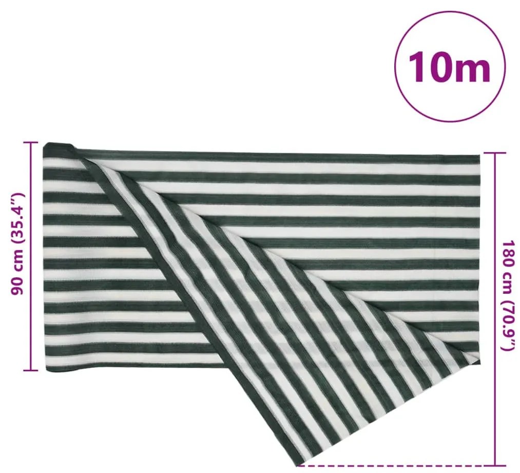 zöld és fehér HDPE belátásgátló háló 1,8 x 10 m 75 g/m²
