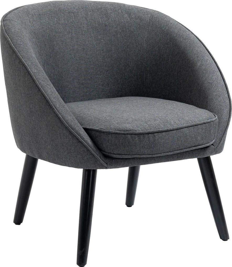 HOMCOM Ülőgarnitúra Koktél Szék Nappali Szék Irodai Szék Kárpitozott Szék Nappalira, Hálószobába, Gyerekszobába, Étkezőbe Modern Vászon Hatású Fa Szür