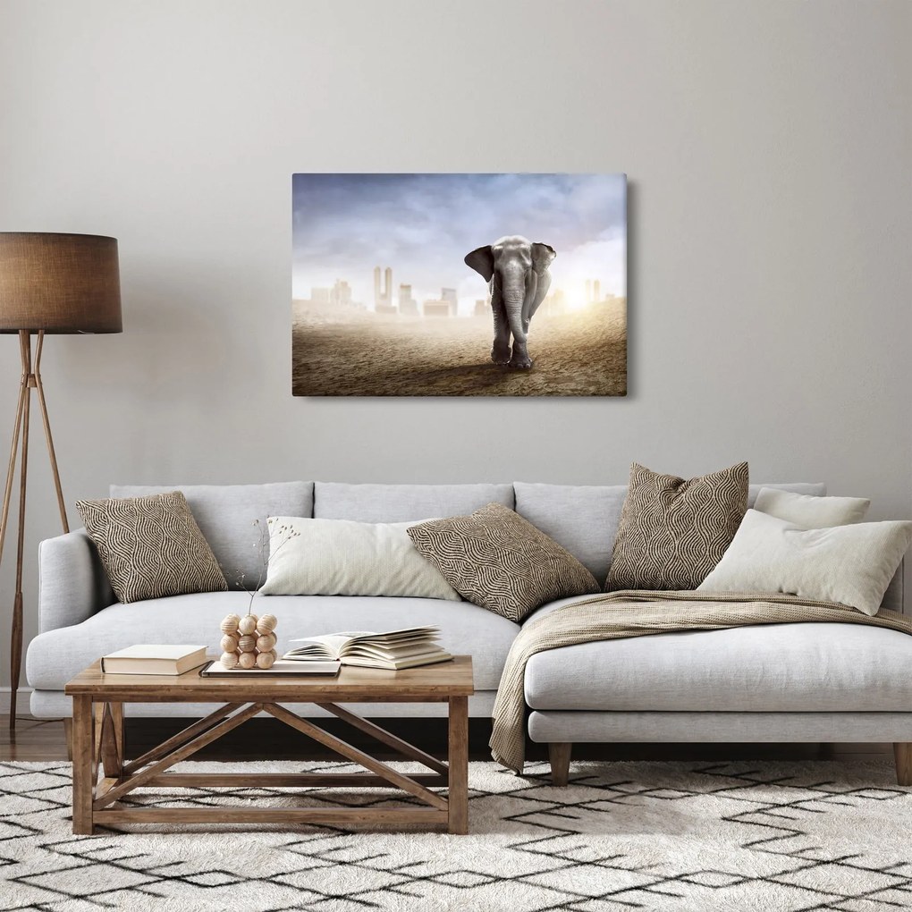 Kép - Elefánt egy nagyvárosban (90x60 cm)