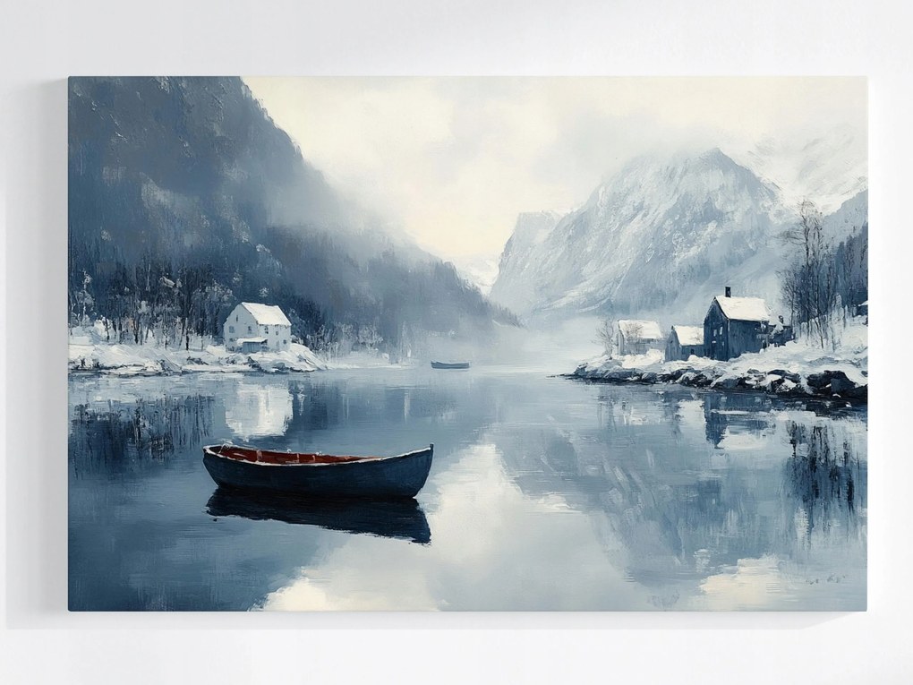 Poszter Skandinávia Norvégia Fjord Gleccser Tél 120x80