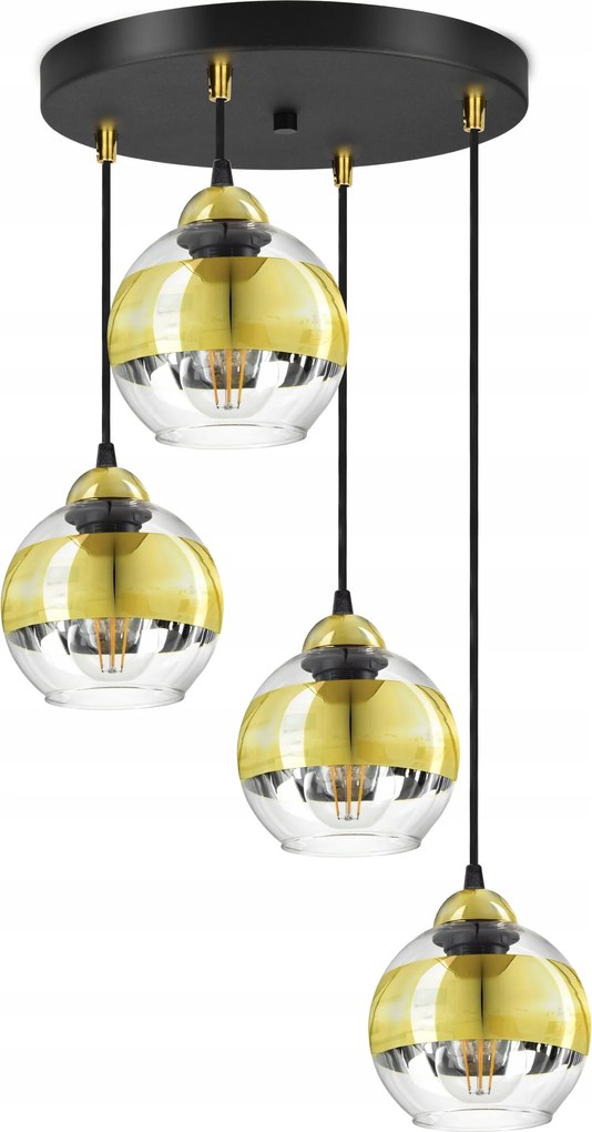 Mennyezeti lámpa Csillár Fekete Arany Glass EZ4 Led