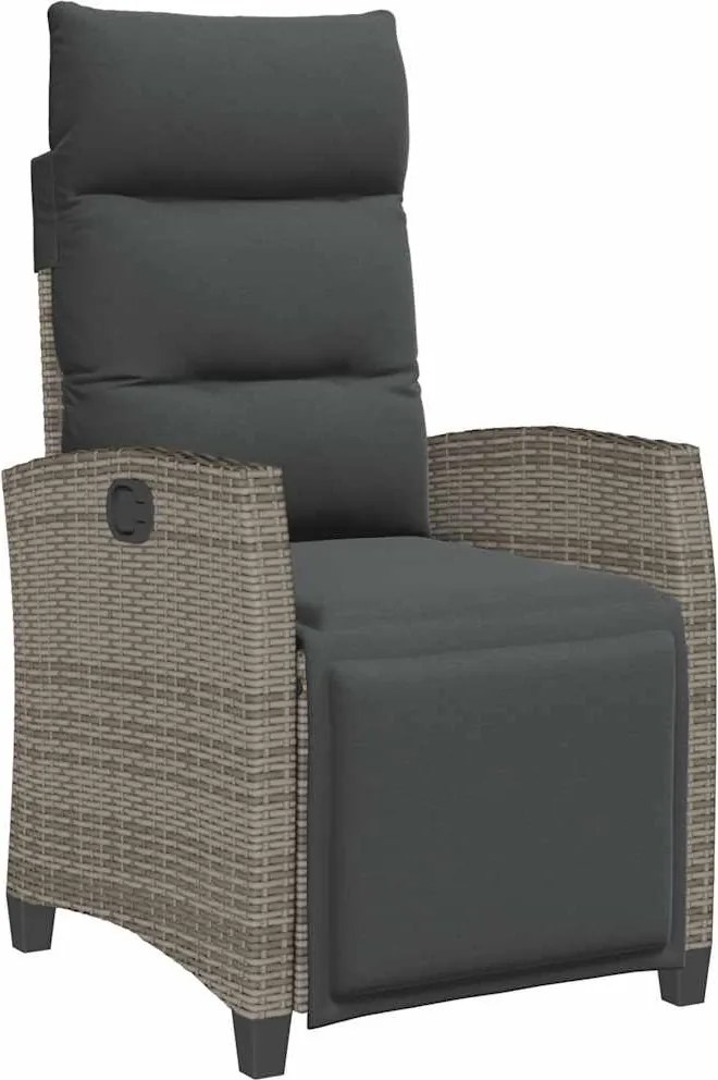 vidaXL szürke polyrattan fekvő kerti szék oldalsó asztallal