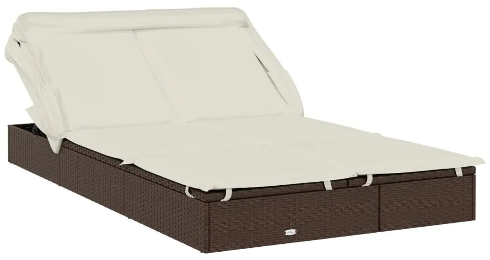2 személyes barna polyrattan napágy tetővel 213 x 118 x 97 cm