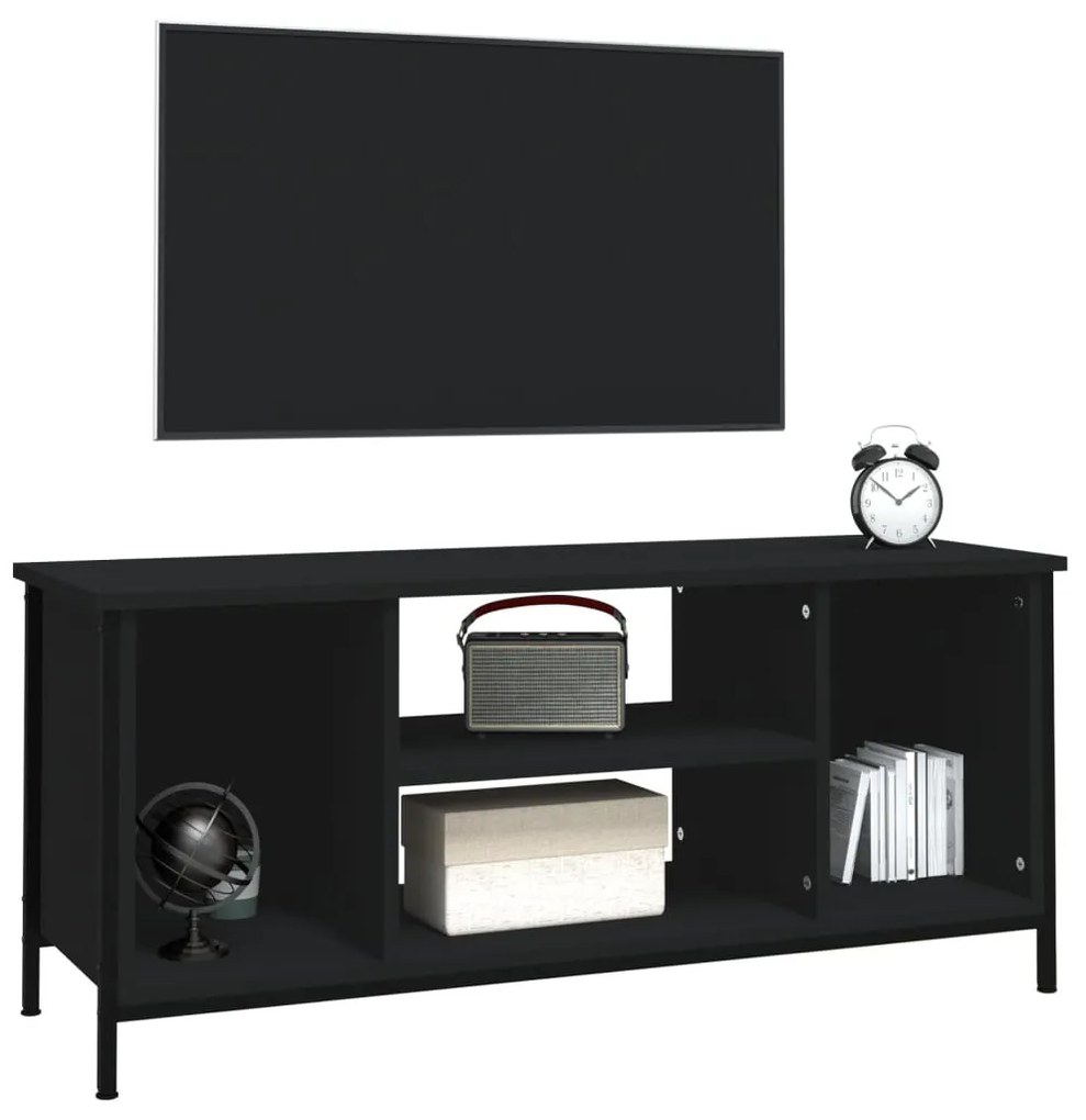 fekete szerelt fa TV-szekrény 102x35x45 cm