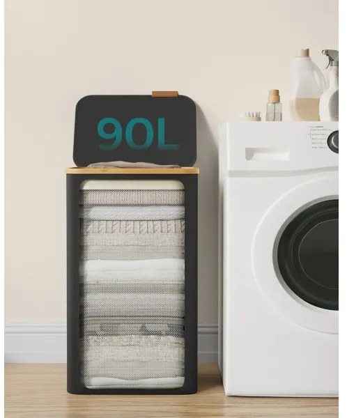 TATE fekete szennyeskosár