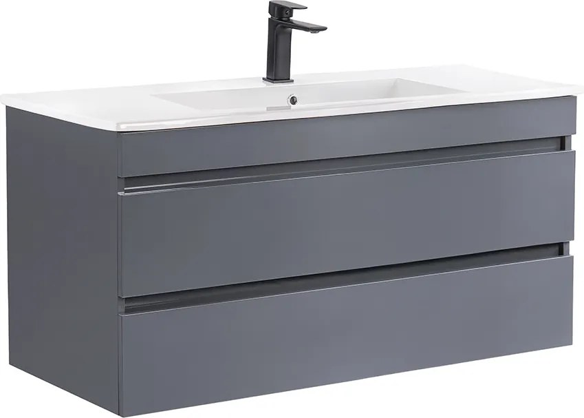Cube 100 alsó fürdőszobabútor kerámia mosdóval 2 fiókos antracit szürke