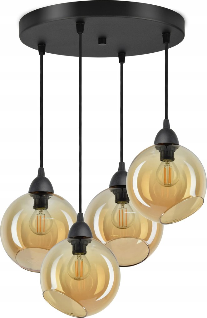 Mennyezeti Függő Lámpa 4 Üveg Gömbök Méz Led