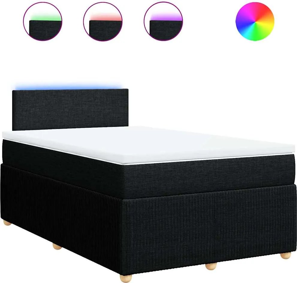 vidaXL fekete szövet rugós ágy matraccal 120 x 200 cm