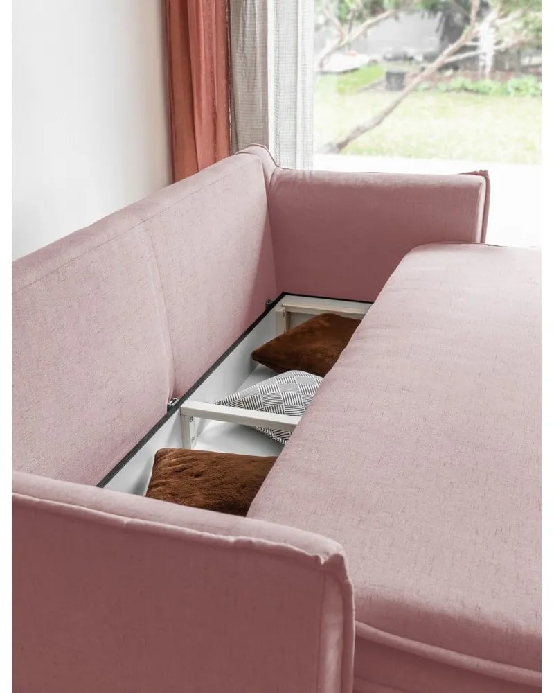 Világos rózsaszín kinyitható kanapé 225 cm Charming Charlie – Miuform