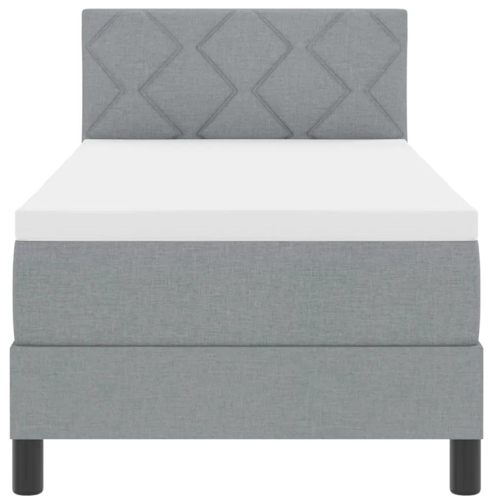 Box Spring Ágy Matraccal &amp; LED Világosszürke 80x200 cm Szövet