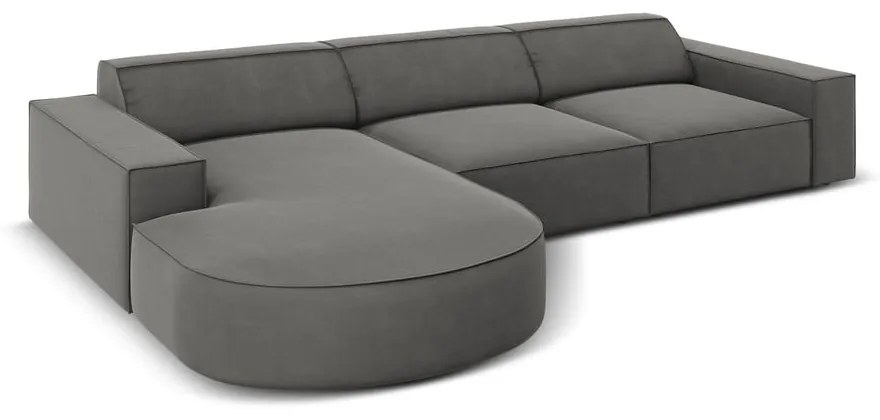 Szürke bársony sarokkanapé (bal oldali) Jodie - Micadoni Home