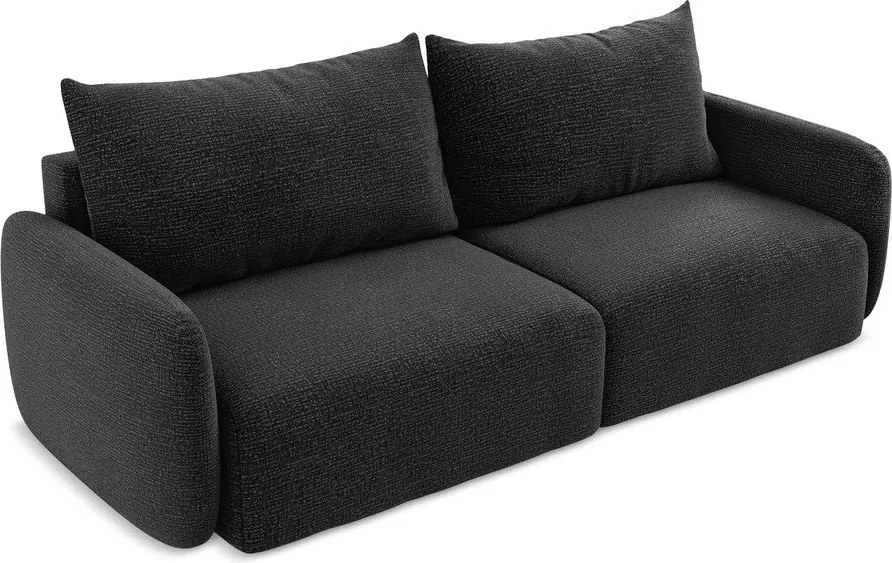 Fekete kinyitható-tárolóhelyes kanapé 238 cm Kalena – Makamii