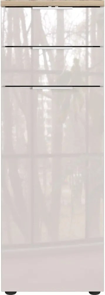 Krémszínű fényes magas-keskeny fürdőszoba szekrény 39x112 cm Tavira – Germania