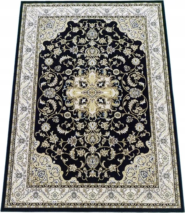 Szőnyeg 140x190 Klasszikus Sötétkék Nappaliba Kiváló Minőségű Szoba Masszív