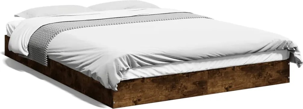 vidaXL füstös tölgy színű szerelt fa ágykeret matrac nélkül 140x200 cm