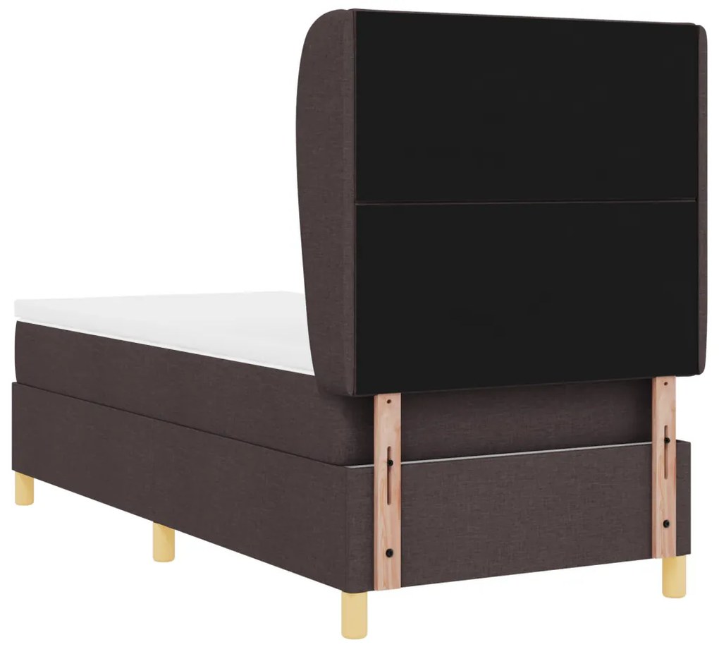 Boxspring Ágy Matrazzal - Sötétbarna, 90x200 cm, Szövet