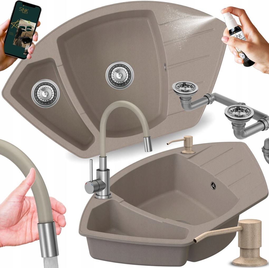 Konyhai sarok mosogató csepegtetővel Másfélrekeszes, csapteleppel