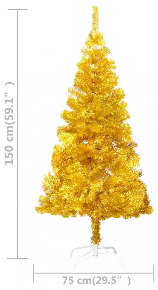 aranyszínű PET műkarácsonyfa állvánnyal 150 cm