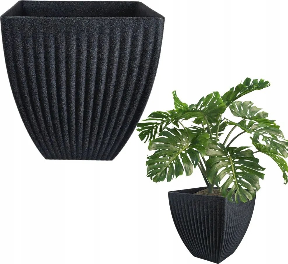 Fobos nagy kerti virágtartó díszített teraszra 42x40 cm antracit