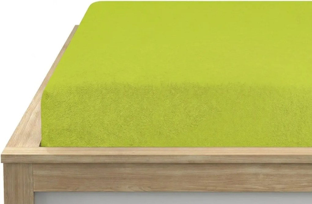 PREMIUM frottír gumis lepedő lime színű 140x200 cm