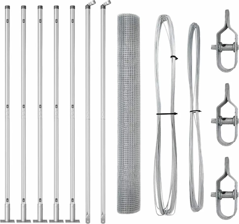 vidaXL Kerítésoszlop Ezüst 10 x 0,8 m (16 x 16 mm háló) Acél