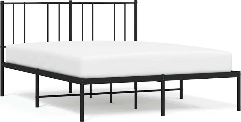 vidaXL fekete fém ágykeret fejtámlával 140 x 190 cm