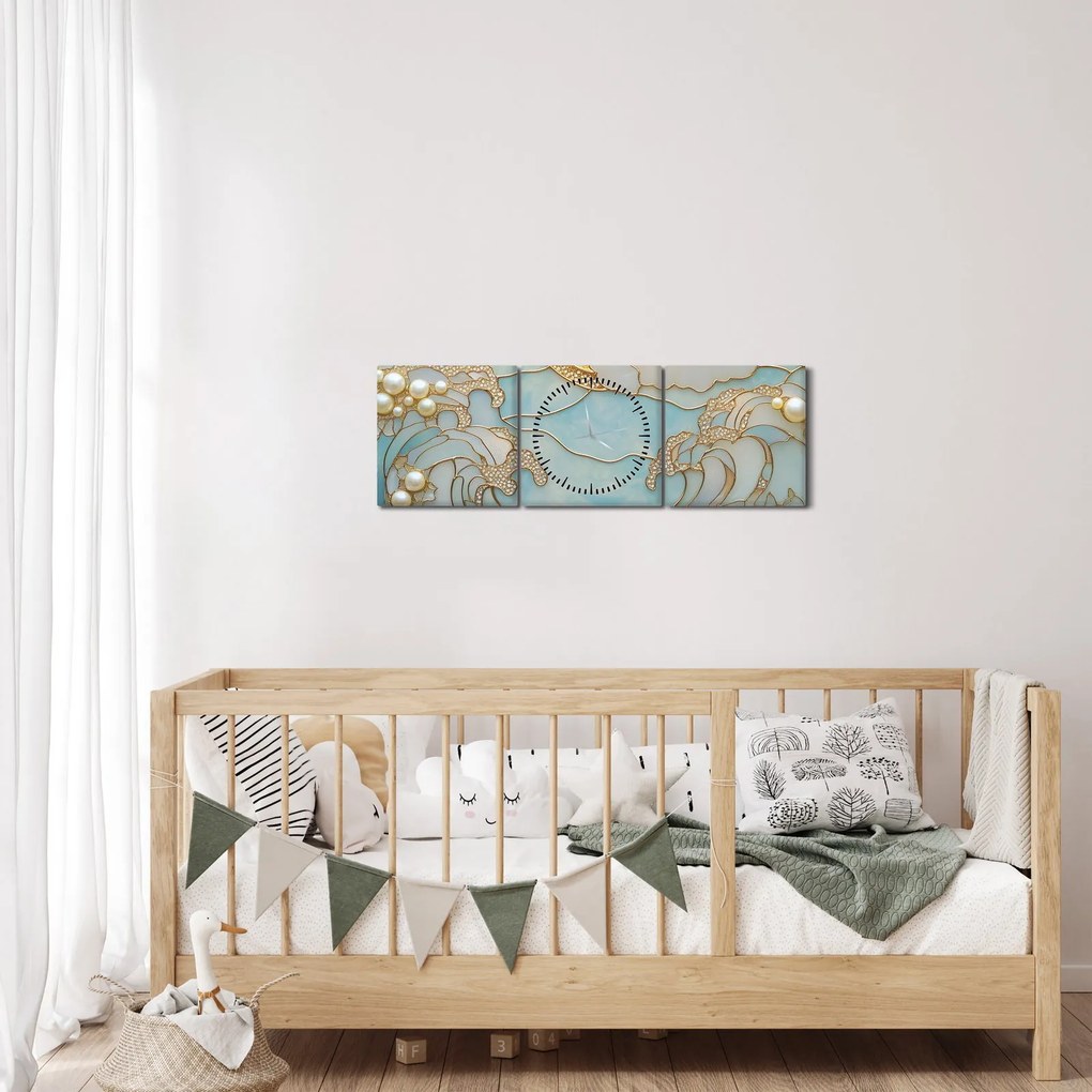 Kép - 3D gyöngyök az óceánban (órával) (90x30 cm)