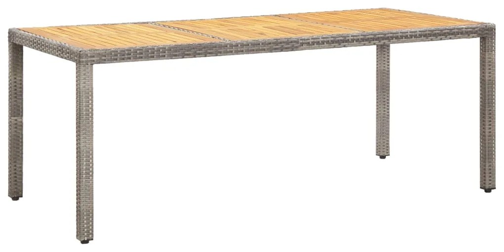 vidaXL szürke polyrattan és akácfa kerti asztal 190 x 90 x 75 cm