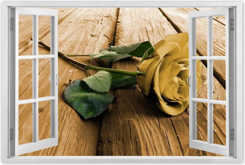 Poszterek 120x80 Rózsa a deszkákon