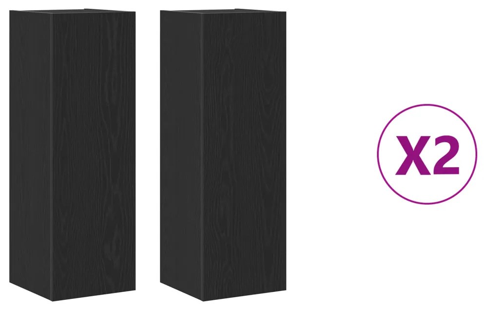 4 darabos TV szekrény szett fekete tölgyből - 30,5 x 30 x 90 cm - Mérnöki fából készült