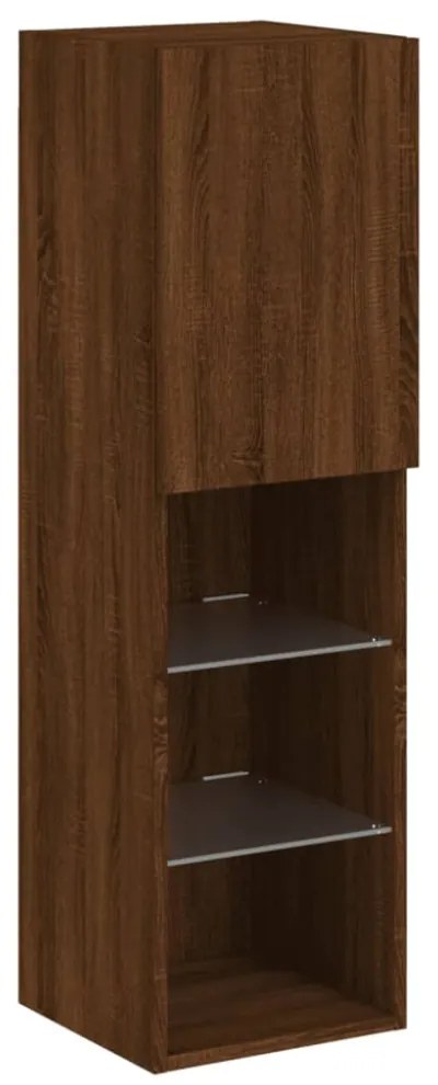 2 db barna tölgy színű TV-szekrény LED-ekkel 30,5 x 30 x 102 cm