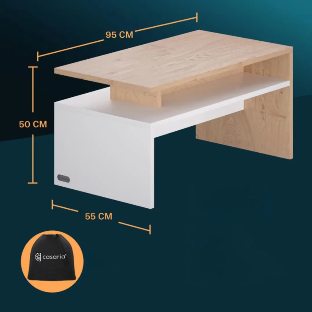 SACRAMENTO dohányzóasztal, 50x47x92cm, fehér/szürke Casaria