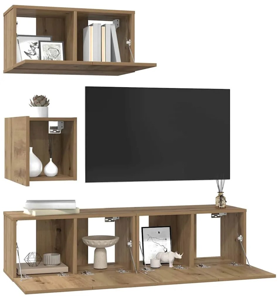 TV szekrény garnitúra 4 pcs kézműves tölgy 60 x 30 x 30 cm