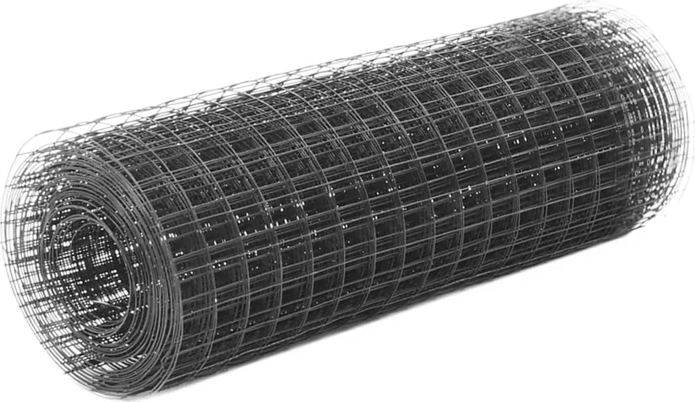 vidaXL szürke PVC-bevonatú acél csirkeháló drótkerítés 10 x 0,5 m
