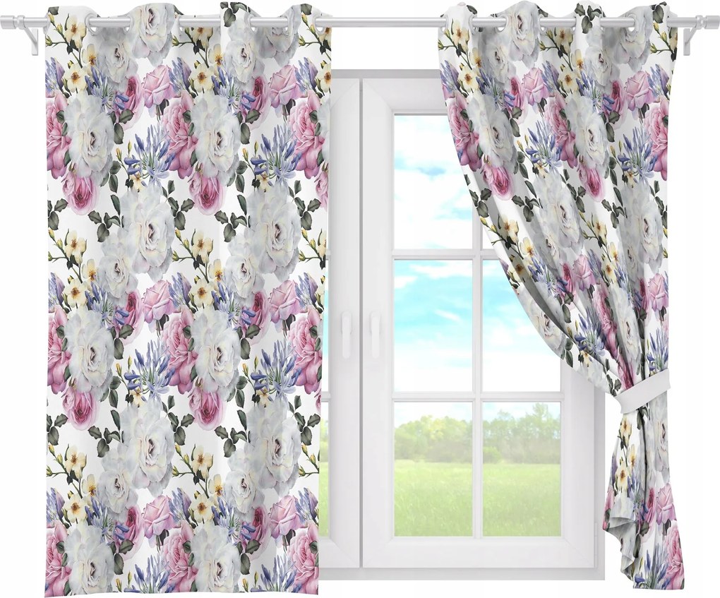 Függöny Kész Átvezetők Rövid 140x160 Átvezető Függöny Virágok 010