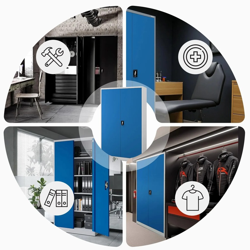 Fém iratszekrény JAN II, 1150 x 185 x 400 mm, szürke-kék