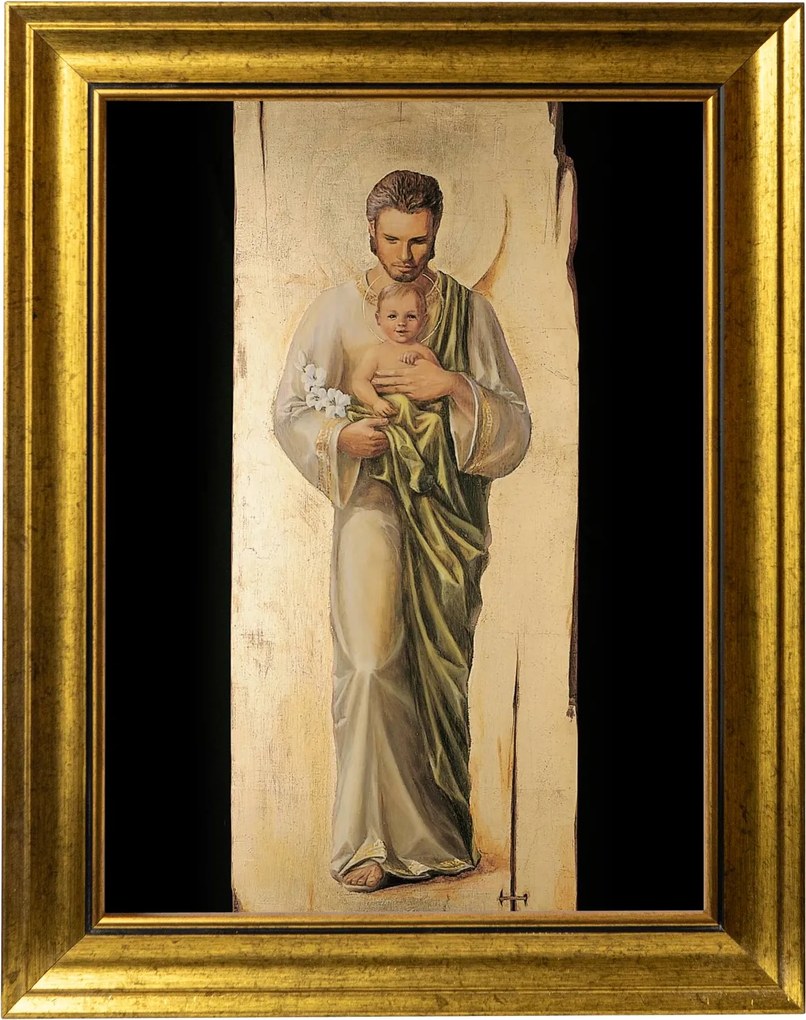 Szent József Vászonkép Arany Keretben 30X40