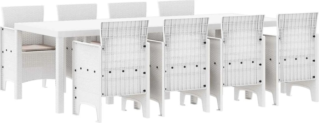 vidaXL Kert étkező szett 9 pcs Világosszürke Polipropilén