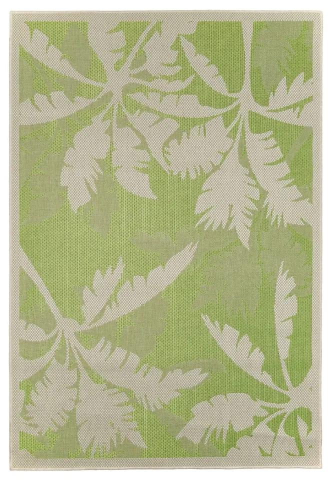 Palms zöld-bézs kültéri szőnyeg, 135 x 190 cm - Floorita