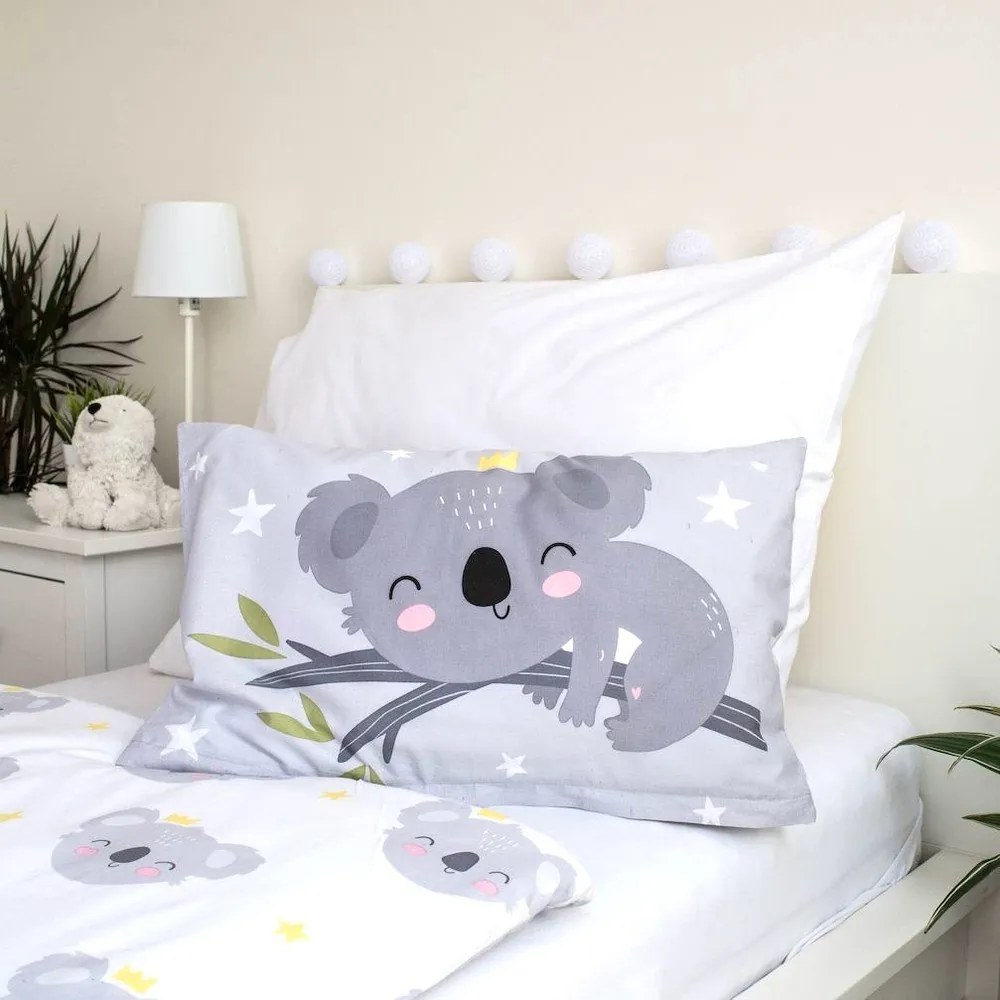 Szürke pamut gyerek ágyneműhuzat babaágyhoz 100x135 cm Koala "Sweet Dreams" – Jerry Fabrics