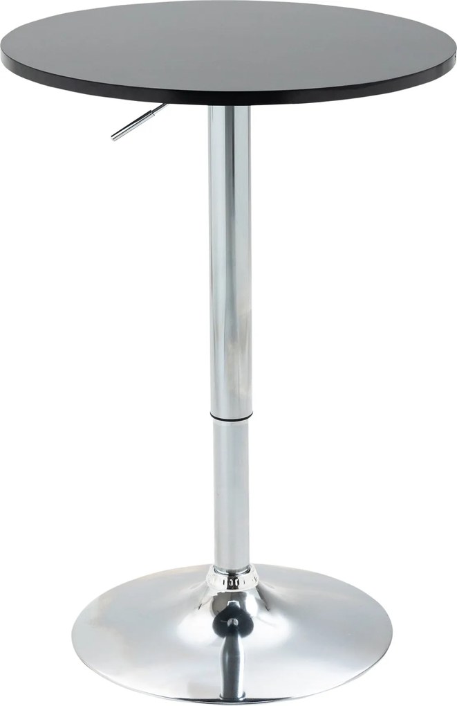 HOMCOM Modern Kerek Bárasztal 360° Forgatható Magasságban Állítható Bistro Asztal Fekete Acél Ø61 x 70-90 cm | Aosom