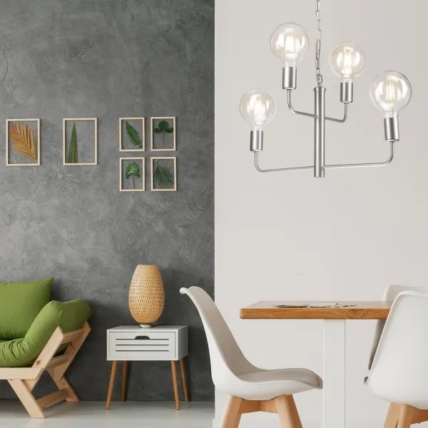 Csillár láncon ORLANDO 4xE27/60W/230V ezüst