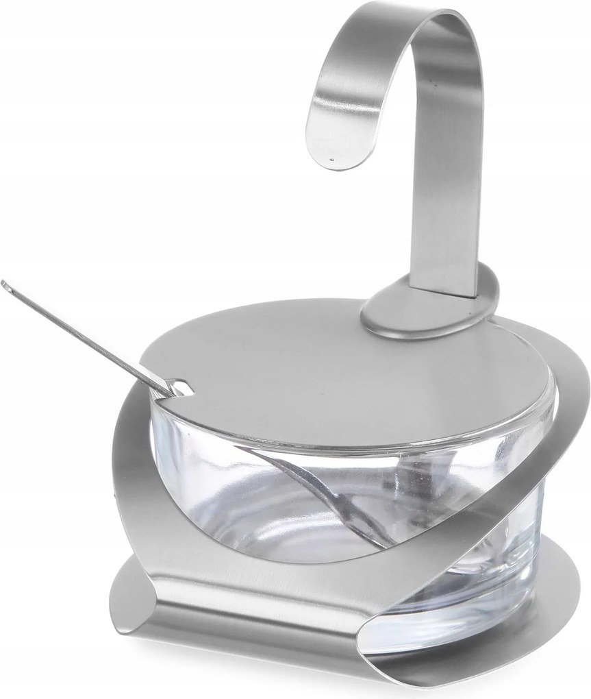 Cukortartó Acél Üveg Cukrászda Hendi Vendéglátóipari Kanállal