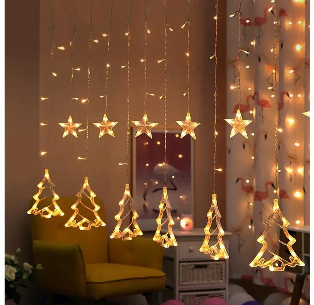 Brilagi - LED Karácsonyi kültéri függöny 138xLED/8 funkciós 5m IP44 meleg fehér