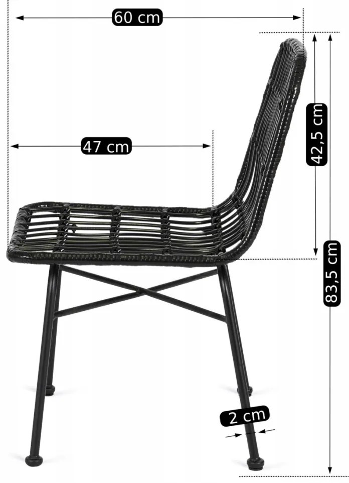 Fekete Rattan Étkezőszék. WALDI