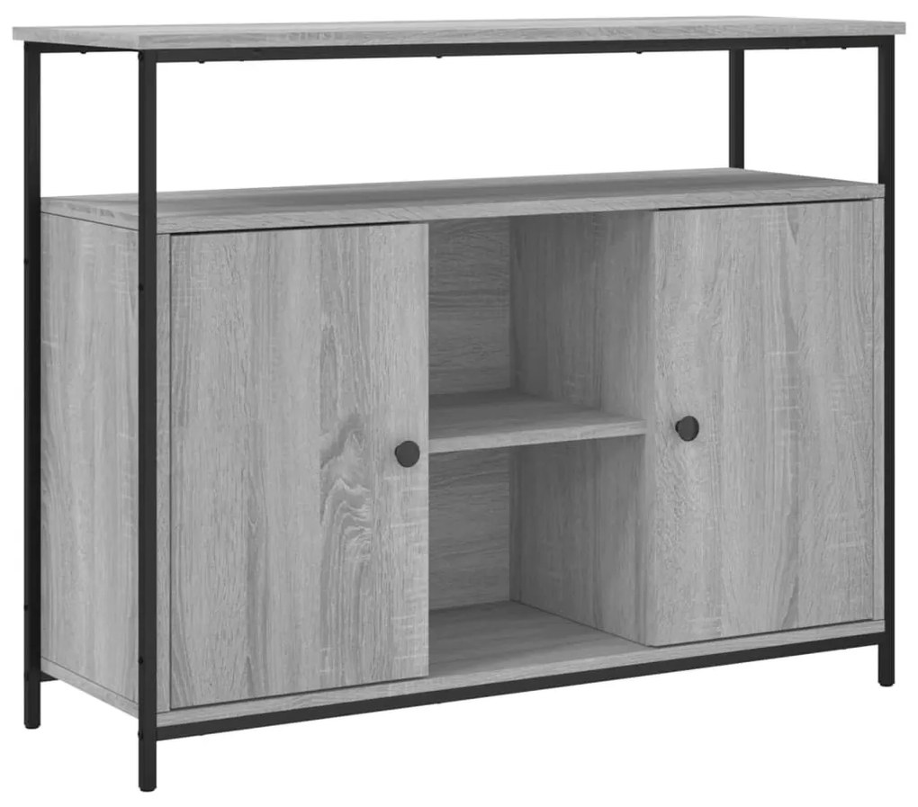 szürke sonoma színű szerelt fa tálalószekrény 100 x 35 x 80 cm