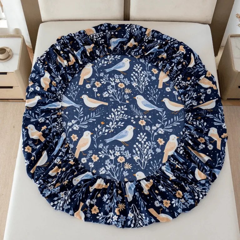 Mikroszálas lepedő DENIM BIRDS kék 180x200 cm