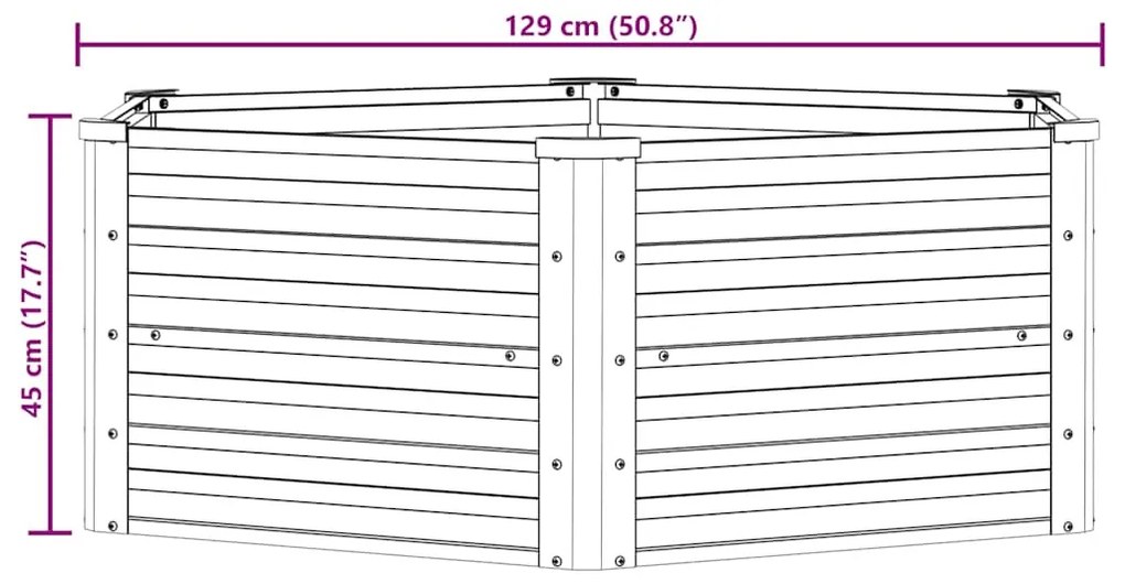 ezüstszínű horganyzott acél kerti magaságyás 129 x 45 cm