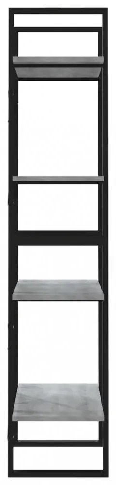 4 szintes szürke sonoma szerelt fa könyvszekrény 60x30x140 cm