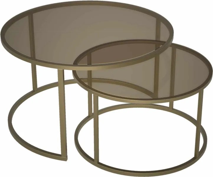 Milas üveg dohányzóasztal, antik-bronz, Ø75 cm